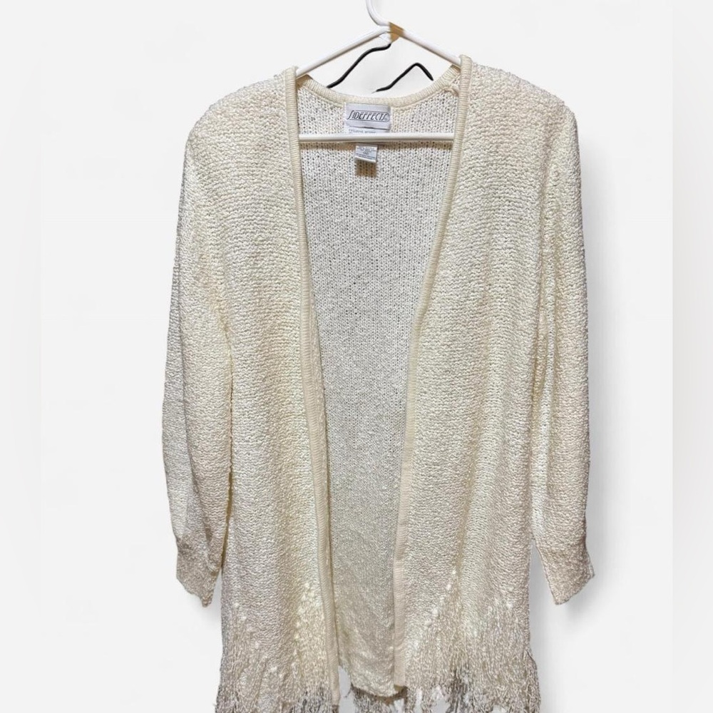 Elegant Cream Cardigan with Fringe